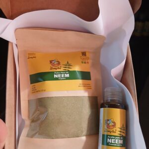 Kit de Hojas de Neem en Polvo + Aceite de Neem de 60 ml.